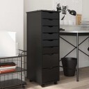  Rulleskap med skuffer MOSS svart heltre furu 8721158359711