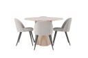 Venture Home Olivia Spisegruppe 110 cm Rund med 4 Velvet Stoler Whitewash