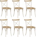 vidaXL Krysstoler 6 stk hvit heltre mango