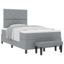  Box Spring Seng med Madrass & Benk Lys Grå 120x190 cm Stoff