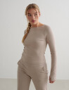 aim´n Ease Ribbed Long Sleeve Top - Beige - M