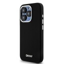 DKNY Flytende Silikon MagSafe Etui til iPhone 15 Pro Svart med Metalllogo