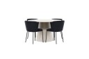 Venture Home Spisegruppe Lanzo Rund 120 cm Beige med 4 stk Edina Stoler Svart   Svart