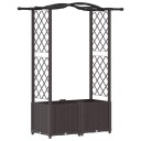 vidaXL Hevet Bed med Trellis og Tak Brun 125 x 40 x 138 cm PP