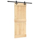 vidaXL Skyvedør Naturlig og svart 80 x 210 cm Massiv Furu Tre