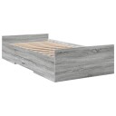  Sengeramme med skuffer grå sonoma 75x190 cm konstruert tre 8721102620072