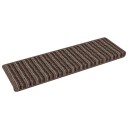  Selvlimende trappematter Stripete 15 pcs Brun 65 x 21 x 4 cm