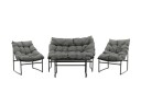 Venture Design Tina sofagruppe Svart med grå pute 2-setersofa, 2 lenestoler & bord 95x50 cm Svart
