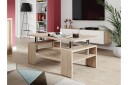 Cubeia Sofabord 110 cm med Oppbevaringshyller - Eikefarge/Krom