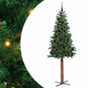  Slim juletre med 300 LED grønn 210 cm PVC og Massivt Furu tre