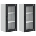 vidaXL Vegghylleskap PORTO 2 pcs Svart 40 x 31 x 80 cm Konstruert tre
