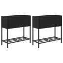  Plantekasser med hylle 2 stk svart 70x28x70 cm polyrotting