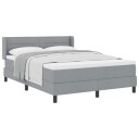  Box Spring Seng med Madrass Lysegrå 160x200 cm Stoff