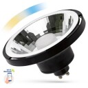 10W Svart Smart Home LED spot - Tuya/Smart Life, Google Home, Amazon Alexa kompatibel, GU10 AR111 - Dimbar : Via Smart Home, Kulør : Fra varm til kald