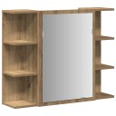 vidaXL Baderomshylle med speil artisan eik 80x20,5x64cm konstruert tre