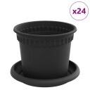 vidaXL Plantepotter 24 pcs Svart Ø 12,5 x 10 cm Plast