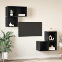  TV benksett 4 pcs Svart eik 37 x 37 x 72 cm Konstruert tre