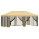  Paviljong med sidevegger 6 x 3 m Krem Polyester og stål 190