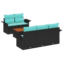 vidaXL Hagesofa Set 6 stk. 5 Antall seter Svart og turkis polyrotting