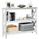 Hvitt konsollbord med hylle – industridesign 100x33x80 cm