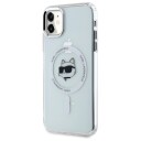 Karl Lagerfeld MagSafe iPhone 11-deksel med Choupette-hode i metall - Hvit