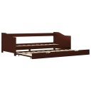 vidaXL Sovesofa uttrekkbar ramme mørkebrun furu 90x200 cm