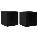 Veggskap 2 pcs Svart Eik 37 x 37 x 37 cm Konstruert tre