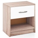 Nattbord med skuff Lite sidebord med åpent rom 38,5 x 28 x 40,5 cm natur + hvit