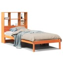  Seng med bokhylle uten madrass voksbrun 100x200 cm heltre furu 8721158603906