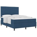  Box Spring Seng med Madrass Blå 140x200 cm Stoff