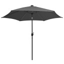 vidaXL Parasoll med LED-lys og aluminiumsstang 300 cm antrasitt