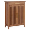 Skoskap 80×36×109 cm / entréskap med skuff / skohylle med justerbare hyller og lamelldører – Brun