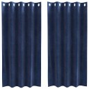  Gardiner med gardiner 2 pcs Mørkblå 140 x 175 cm Fløyel
