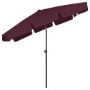 vidaXL Strandparasoll vinrød 200x125 cm
