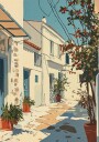 Sunny Mediterranean Alley Plakat Plakat / 21x30cm