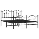vidaXL Sengeramme i metall med hode- og fotgavl svart 140x190 cm