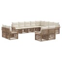 vidaXL Hagesofa Set 12 stk. Beige og kremhvitt polyrotting