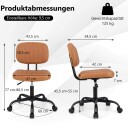 Ergonomisk armlenløs kontorstol – brun kompakt og justerbar
