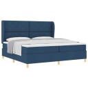  Box Spring Seng med Madrass   Blå 200x200 cm Stoff