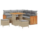 vidaXL Hagesofa Set 9 stk. 6-Antall seter Beige og lys grå polyrotting