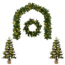 vidaXL Mini juletresett 60 cm 125 LED-lys Varmhvit PVC og PE Grønn