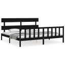 vidaXL Sengeramme med hodegavl svart 200x200 cm heltre