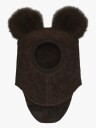 Huttelihut Ullbalaklava med Dusker Alpakka, Dark Brown Melange, 52