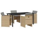  5-delt hagemøbelssett med puter i beige poly rattan