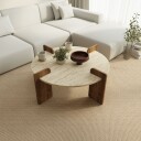 Sofabord Hanah Home Avoure (90 x 35 x 90 cm) Travertine Walnut - Travertin og valnøtt