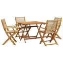 Hagespisegruppe 5 deler beige polypropylen og heltre