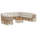vidaXL Utendørs sofa sett 12 stk. Naturlig og kremhvit Polyester
