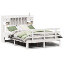  Seng med bokhylle uten madrass hvit 150x200 cm heltre furu 8721158615862