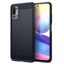Mofi Xiaomi Redmi Note 10 5G Mofi Brushed Carbon Fiber Fleksibelt Plast Deksel - Blå
