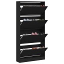  Skoskap med 4 vippeskuffer svart 80x21x163,5 cm 8721012385597